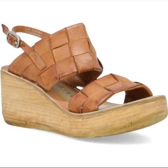 A.S.98 Shoes - NWT A.S.98 Brown Braided Leather Nasser Platform wedge Slingback sandals 40